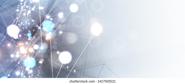 Neural network concept. Connected cells with links. High technology process. Abstract futuristic background