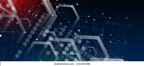 Neural network concept. Connected cells with links. High technology process. Abstract futuristic background