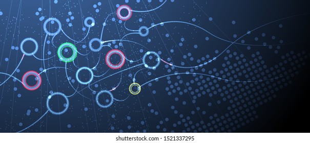 Neural network concept. Connected cells with links. High technology process. Abstract futuristic background