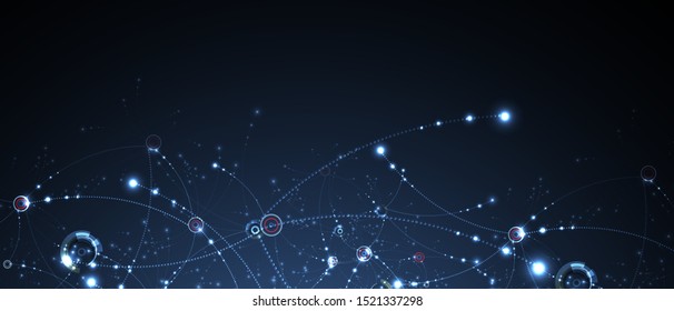 Neural network concept. Connected cells with links. High technology process. Abstract futuristic background