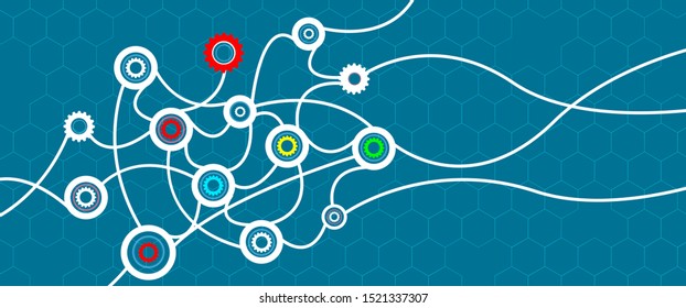 Neural network concept. Connected cells with links. High technology process. Abstract futuristic background