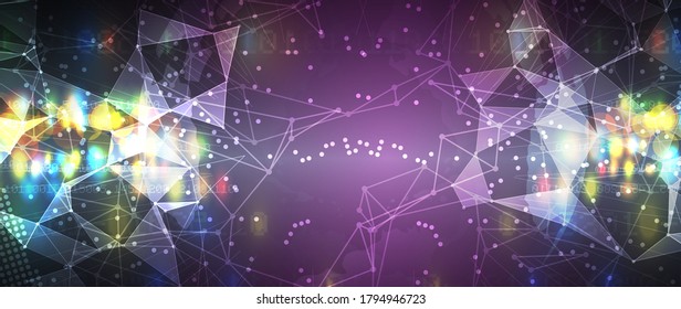 Neural network concept. Connected cells with links. High technology process. Abstract futuristic background
