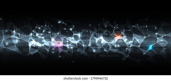 Neural network concept. Connected cells with links. High technology process. Abstract futuristic background
