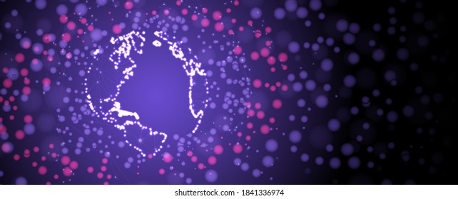 Neural network concept. Connected cells with circuit links. High technology process. Abstract futuristic background