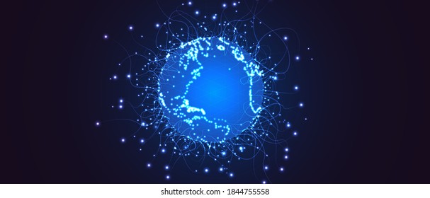 Neural network concept. Connected cells with links. High technology process. Abstract futuristic background
