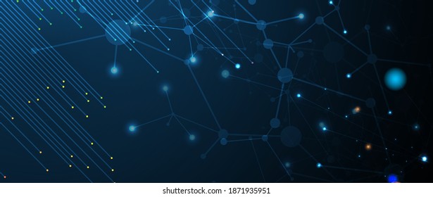 Neural network concept. Connected cells with links. High technology process. Abstract futuristic background