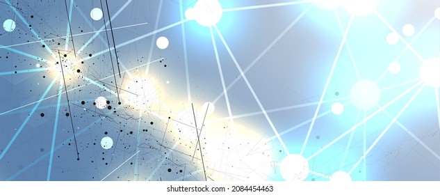 Neural network concept. Connected cells with links. High technology process. Abstract futuristic background