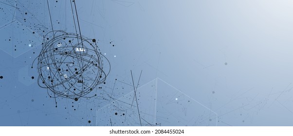 Neural network concept. Connected cells with links. High technology process. Abstract futuristic background