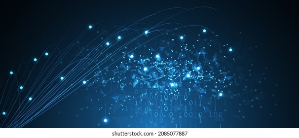 Neural network concept. Connected cells with links. High technology process. Abstract futuristic background