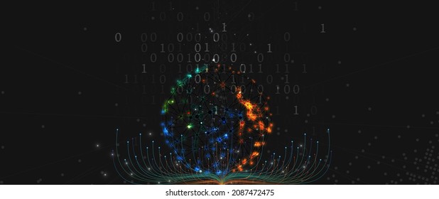 Neural network concept. Connected cells with links. High technology process. Abstract futuristic background
