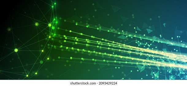 Neural network concept. Connected cells with links. High technology process. Abstract futuristic background