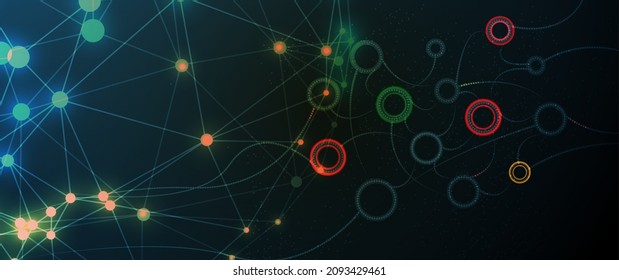 Neural network concept. Connected cells with links. High technology process. Abstract futuristic background