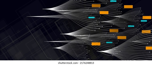 Neural network concept. Connected cells with links. High technology process. Abstract background