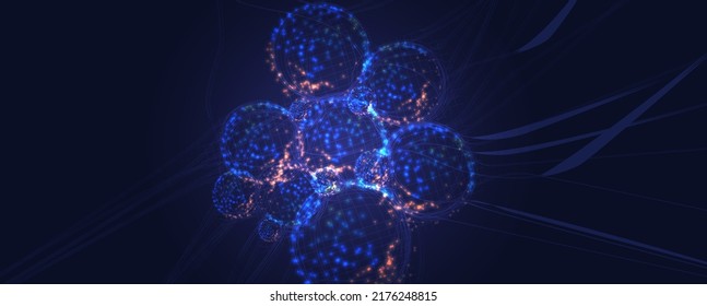 Neural network concept. Connected cells with links. High technology process. Abstract background