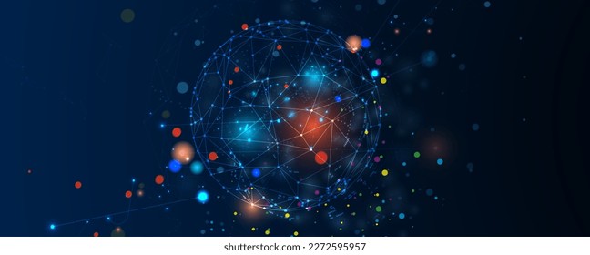Neuronales Netzkonzept. Verbundene Zellen mit Links. High-Tech-Prozess. Abstrakter futuristischer Hintergrund