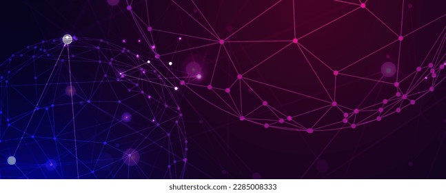 Neural network concept. Connected cells with links. High technology process. Abstract futuristic background