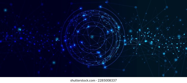 Neural network concept. Connected cells with links. High technology process. Abstract futuristic background