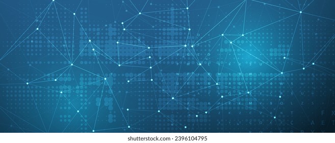 Concepto de red neuronal. Celdas conectadas con vínculos. Proceso de alta tecnología. Resumen de fondo futurista. Vector hecho a mano