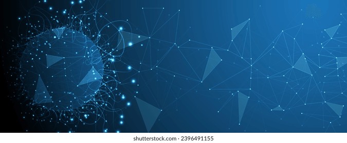 Neural network concept. Connected cells with links. High technology process. Abstract futuristic background. Handmade Vector.