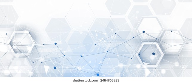Neural network concept. Connected cells with links. High technology process. Abstract futuristic background