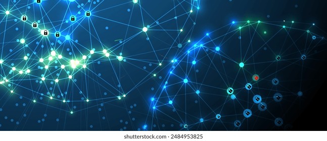 Neural network concept. Connected cells with links. High technology process. Abstract futuristic background