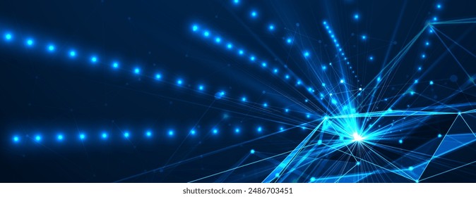 Neural network concept. Connected cells with links. High technology process. Abstract futuristic background