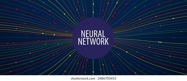 Neural network concept. Connected cells with links. High technology process. Abstract futuristic background