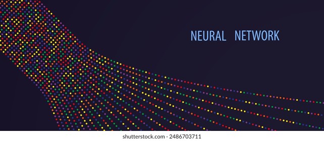Neural network concept. Connected cells with links. High technology process. Abstract futuristic background