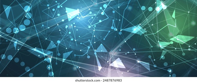 Neural network concept. Connected cells with links. High technology process. Abstract futuristic background