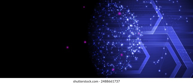 Neuronales Netzwerkkonzept. Verbundene Zellen mit Links. High-Tech-Verfahren. Abstrakter futuristischer Hintergrund