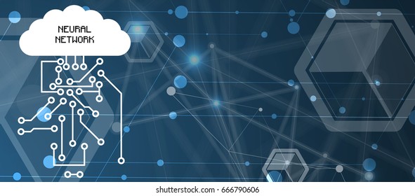 Neural network concept. Connected cells with links. High technology process. Abstract background