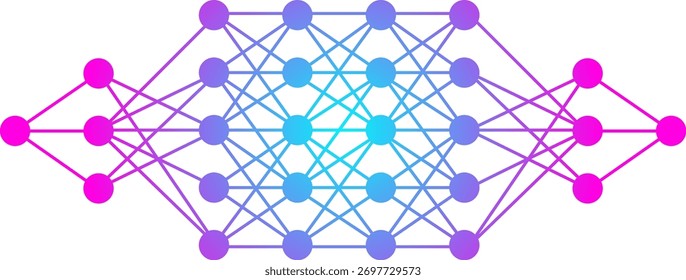 Conexão de rede neural de inteligência artificial cerebral digital. Esquemas e gráficos relacionados a redes matemáticas e neurais