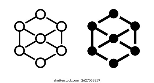 Neural network connection icon. Linear and silhouette style.