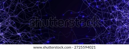 Neural network connections background with glowing blue green lines on dark. Futuristic AI data flow design for tech, science, medical banners. Neural connections backgrounds. Vector illustration