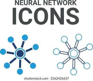 Neural network. Containing the mind, brainstorming, head, neuron, cognition, thinking, intelligence, and more. Solid vector icons collection.