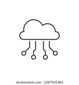 Neural Network Data Cloud Platform vector concept icon or symbol in outline style