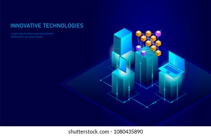 Neural network deep learning smartphone cell. Cognitive technology concept. Logical artificial intelligence memory processor mathematics. Violet neon color gold glowing vector illustration