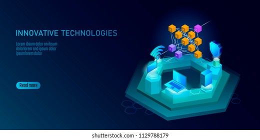 Neural network deep learning smartphone cell. Cognitive technology concept. Logical artificial intelligence memory processor mathematics. Violet neon color gold glowing vector illustration