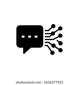 Neural network emerging from chat bubble symbolizing AI communication