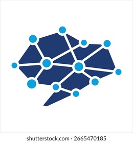 Ilustração de vetor de ícone azul plano de rede neural