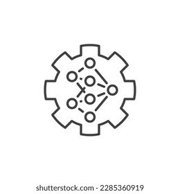 Neural Network Gear vector concept icon or sign in thin line style