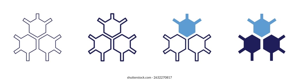 Neural network icon in 4 different styles. Thin Line, Line, Bold Line, Duotone. Duotone style. Editable stroke.