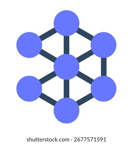 Icono de red neuronal. IA, inteligencia artificial, aprendizaje profundo, aprendizaje automático, nodos, algoritmo, cerebro, conexión, datos. Ilustración de icono de Vector