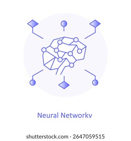 Neural Network Icon, AI Neural Design, Machine Intelligence, Brain Network, Smart System, Data Pattern Recognition, Deep Learning Web, Neural Brain Icon