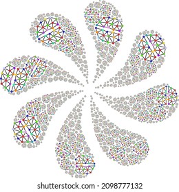 Neural network icon centrifugal spin turbine fireworks composition. Turbine cyclone done using random neural network symbols.