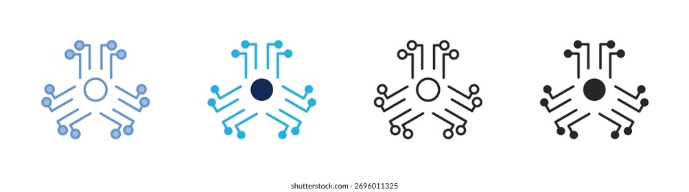 Colección de íconos de red neuronal con múltiples estilos
