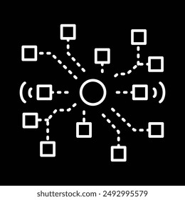 Neural Network Icon with Editable Stroke for Machine Learning and AI