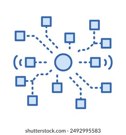 Neural Network Icon with Editable Stroke for Machine Learning and AI