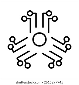 neural network icon in outline style vector illustration