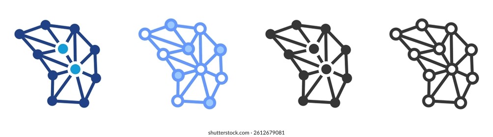 Neural network icon set multiple style collection
